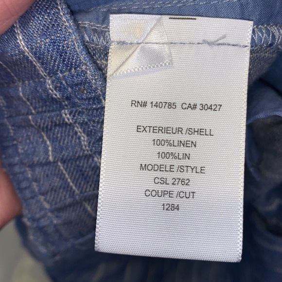 Brochu Walker linen wide leg cropped Blue pin Striped Women's Pants size XS - Picture 6 of 10